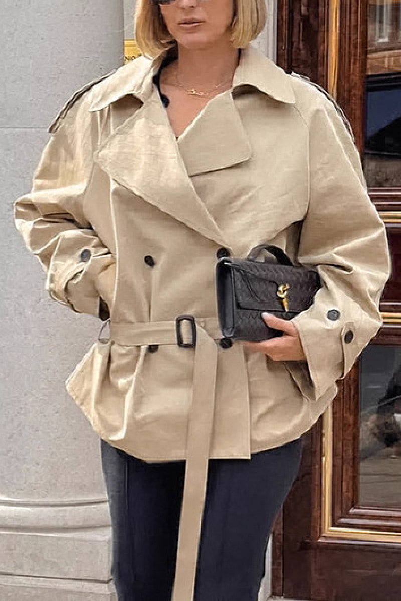 Stylish Long Sleeve Belted Coat for Women