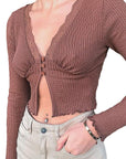 Fashionable Solid Color Lace Trim Cardigan Top