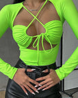 Summer Sexy Hollow Out Long Sleeve Bodysuit