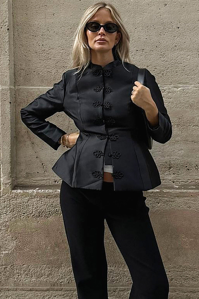 New Style Black Half High Neck Jacket