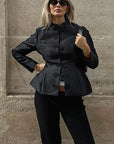 New Style Black Half High Neck Jacket