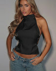 Satin Backless Top for Spring and Summer