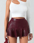 Fashionable Faux Leather Mini Skirt Pants for Women