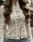 Fashionable Lace Button-Up Shirt for Women