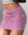 Fashionable Sequin Velvet Mini Skirt for Women