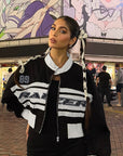 Trendy Color Block Long Sleeve Stand Collar Jacket
