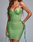 Green Bandage Dress for Women Summer Fashion