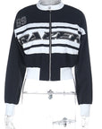 Trendy Color Block Long Sleeve Stand Collar Jacket