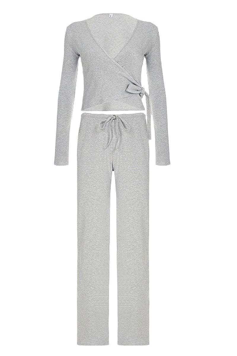 Y2K Style Spring Women's V-Neck Long Sleeve Set