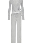 Y2K Style Spring Women's V-Neck Long Sleeve Set