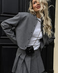 European and American Striped Slim Casual Set