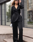 Spring Brown Satin Two-Piece Set for Women
