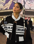 Trendy Color Block Long Sleeve Stand Collar Jacket