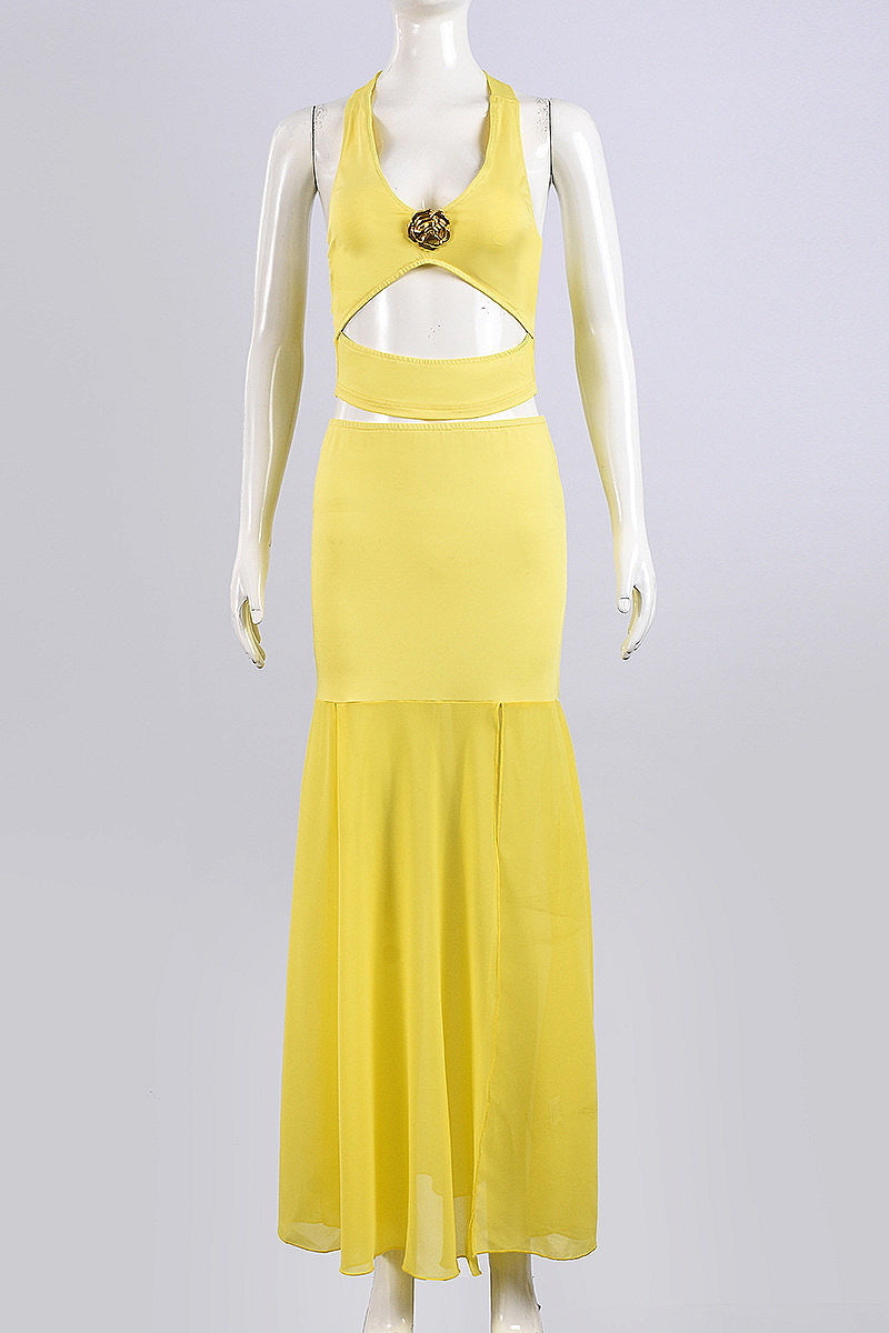 Sexy Hollow Out Two-Piece Dress Set