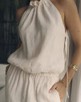 Summer Cotton Linen Halter Jumpsuit for Women
