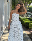 Elegant Polka Dot Strapless A-Line Dress