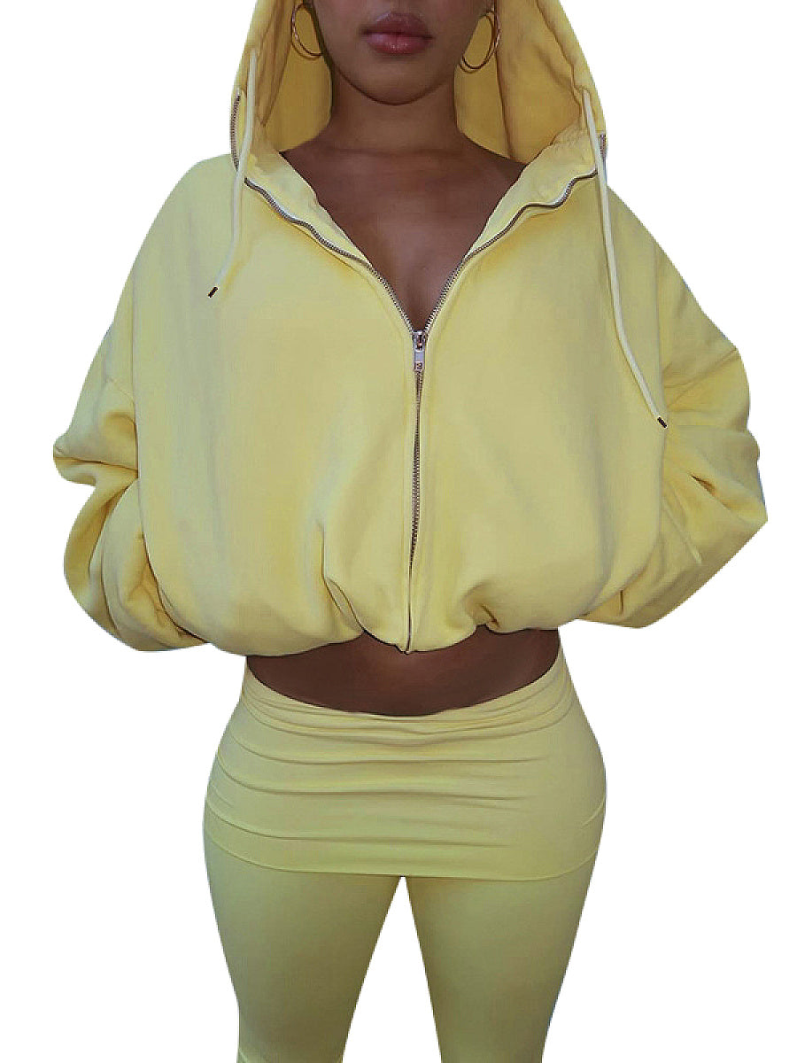 Stylish Solid Color Sweatshirt and Pants Set
