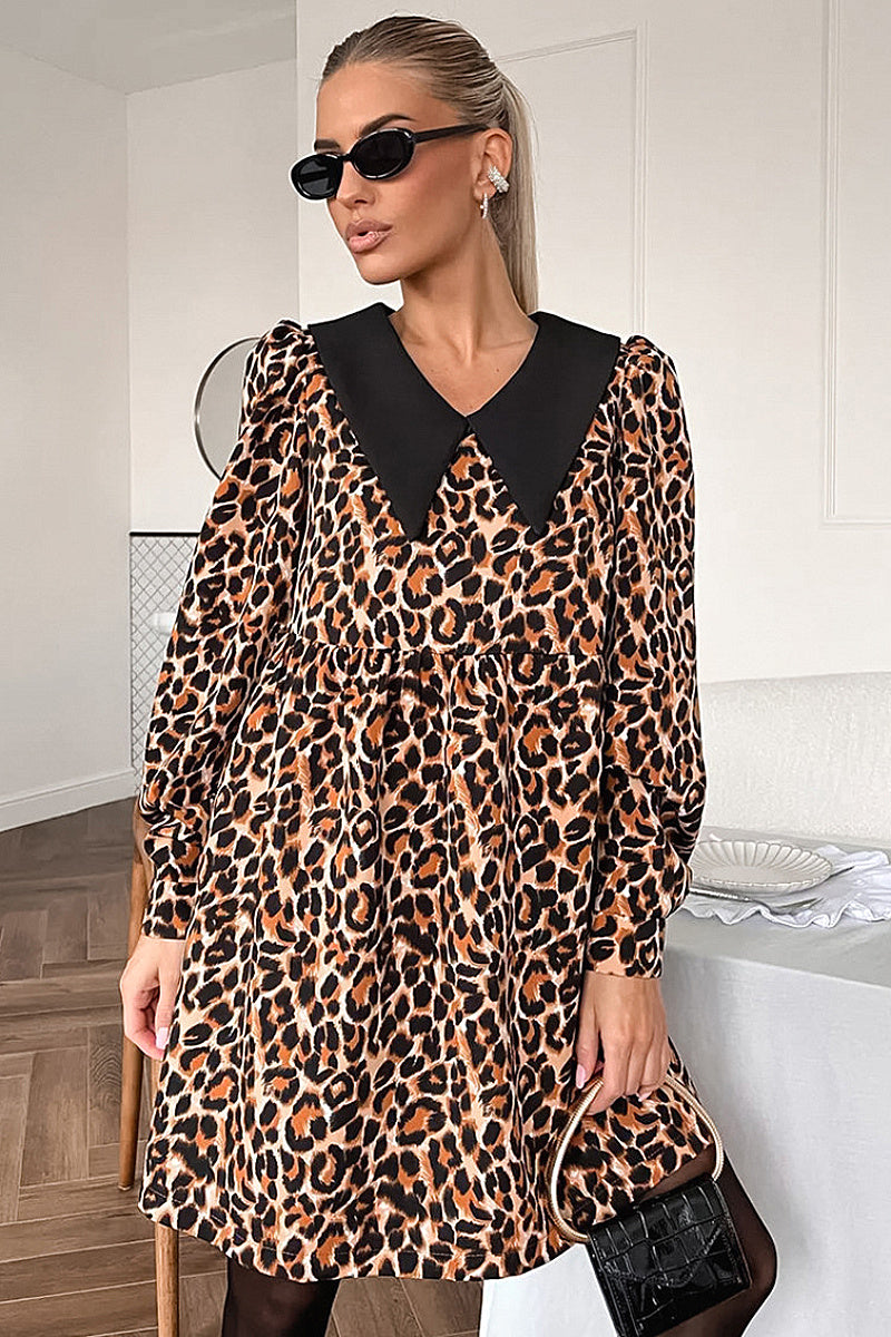 Chic Leopard Print High Waist Dress