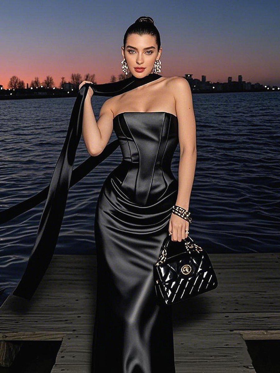Stylish Slim Fit Square Neck Top and Skirt Set
