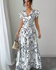 2026 Spring Summer New Floral Ruffle V-Neck Dress