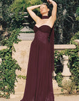 Chic Strapless Long Dress with Flowing Ribbons