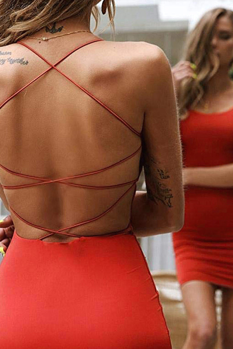 Summer Cross Back Midi Dress with Straps