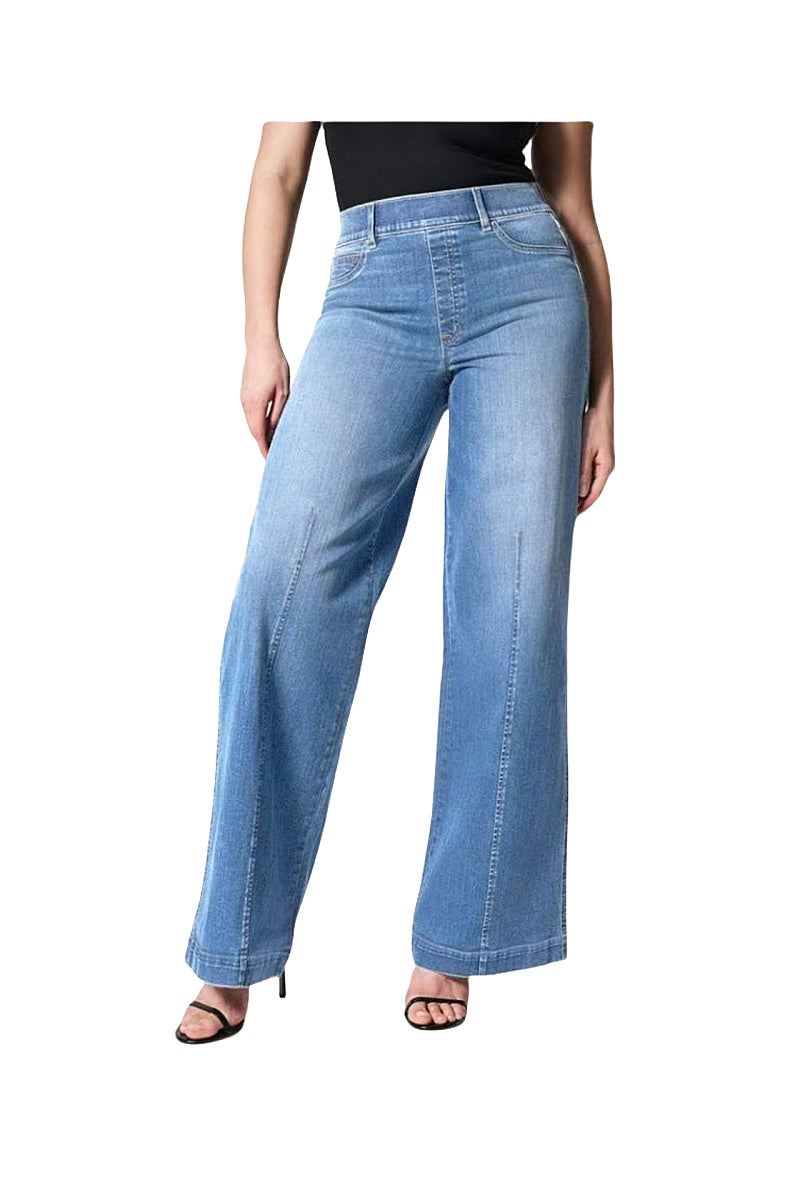 High Waist Wide Leg Stretch Denim Pants for Women