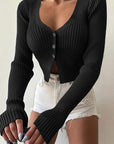 Stylish Deep V-Neck Long Sleeve Cardigan