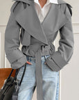 Chic Long Sleeve Tie Collar Coat for Women