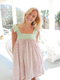 Pink Flower Green Stripes