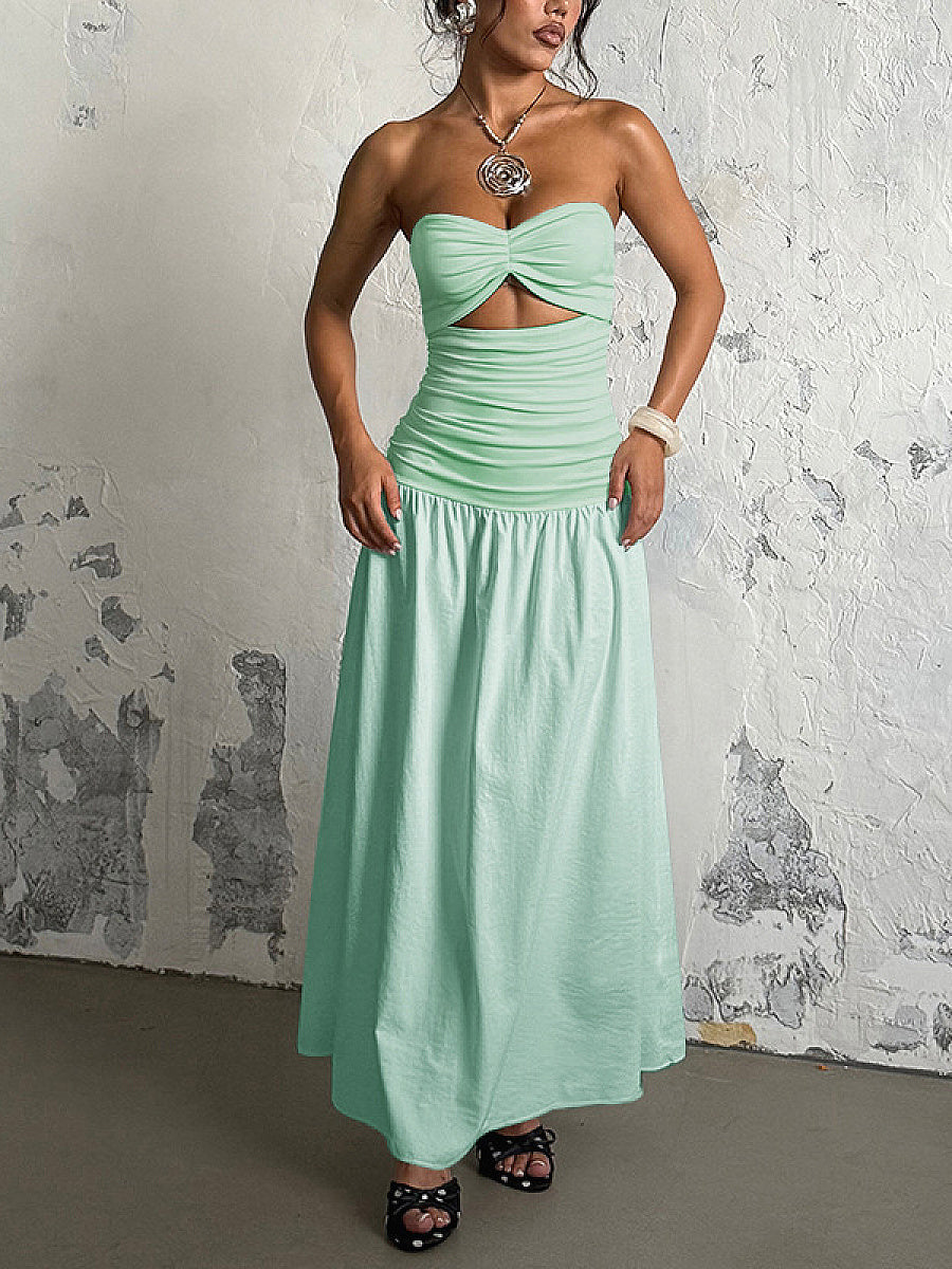 Summer European and American Strapless Beach Dress