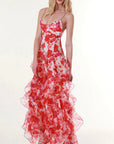 2026 New Women's Chiffon Floral Evening Dress