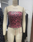 High Waist Leopard Print Sequin Crop Top