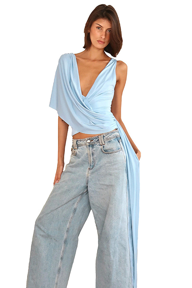 Fashionable Irregular Loose Deep V-Neck Top
