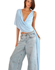 Fashionable Irregular Loose Deep V-Neck Top