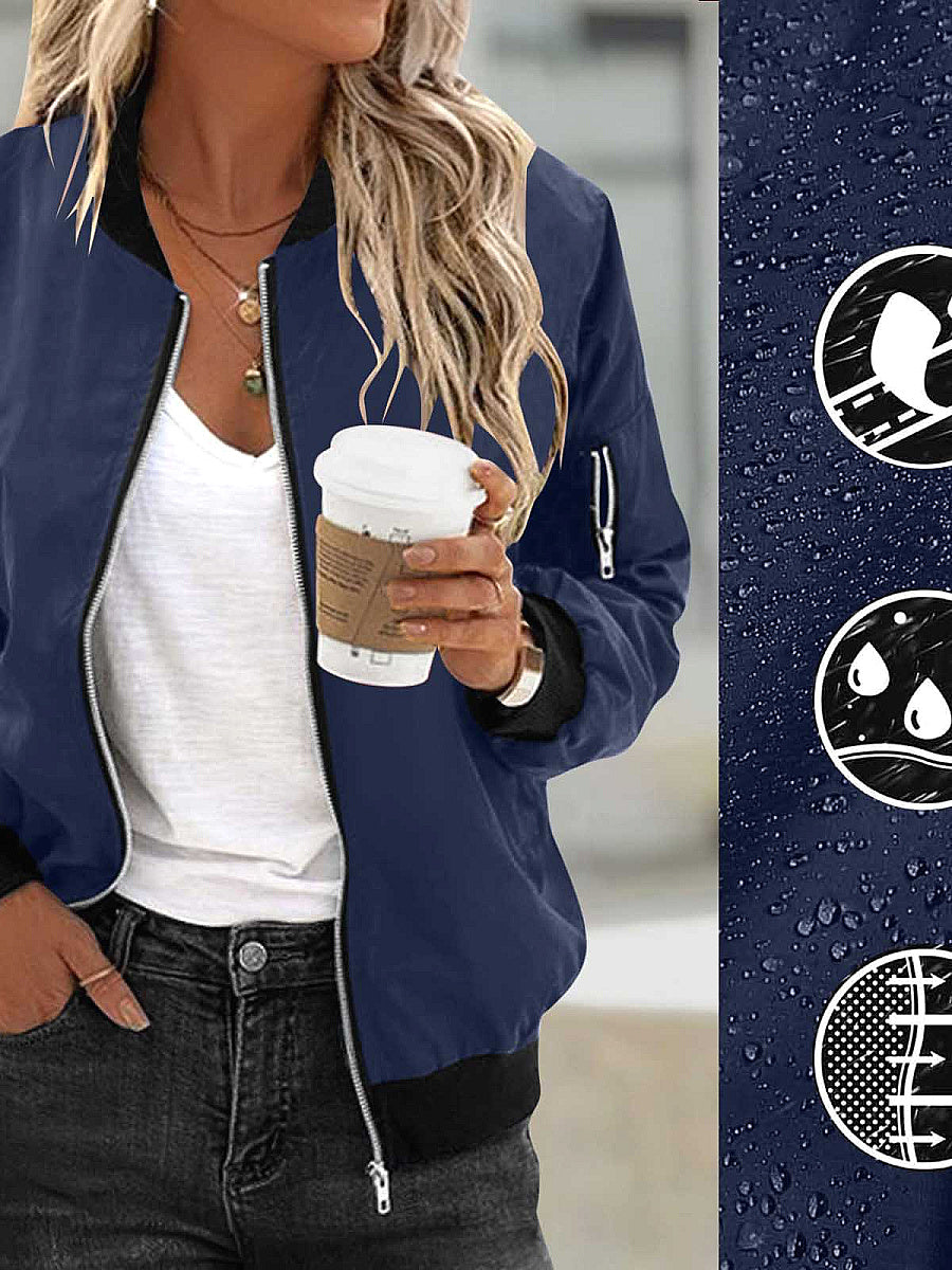 Women's Waterproof Fabric Zip Pocket Jacket