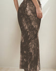Vintage Floral Print Bodycon Maxi Skirt