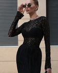 Chic Sheer Lace Long Sleeve Top