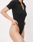Summer New Women's Cotton Polo Neck Slim Fit Bodysuit