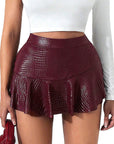 Fashionable Faux Leather Mini Skirt Pants for Women
