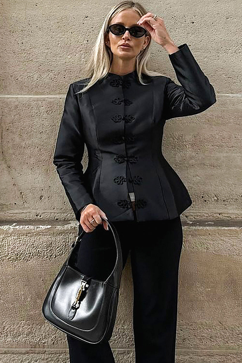 New Style Black Half High Neck Jacket