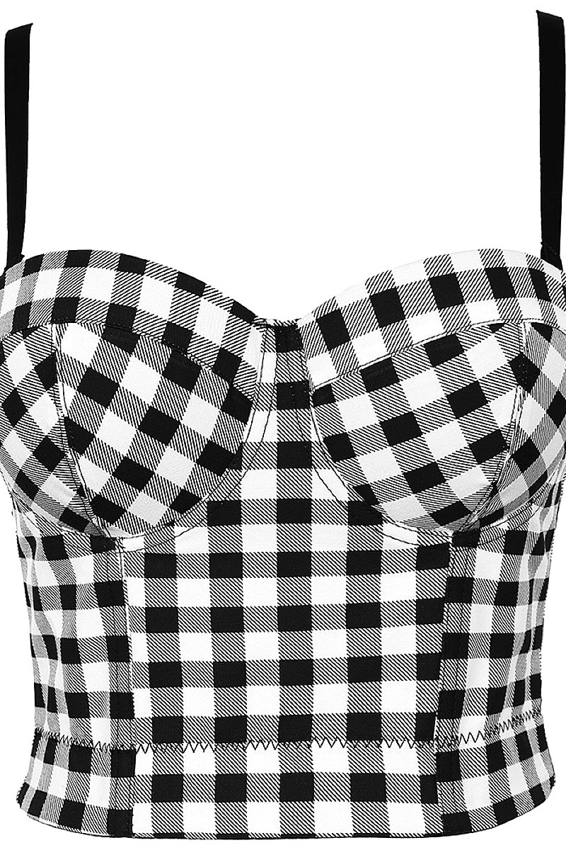Sexy Adjustable Strap Plaid Sports Bra
