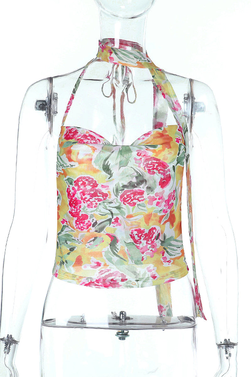 Colorful Sexy Printed Top for Summer Beach