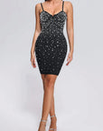 Elegant Beaded V-Neck Bodycon Dress