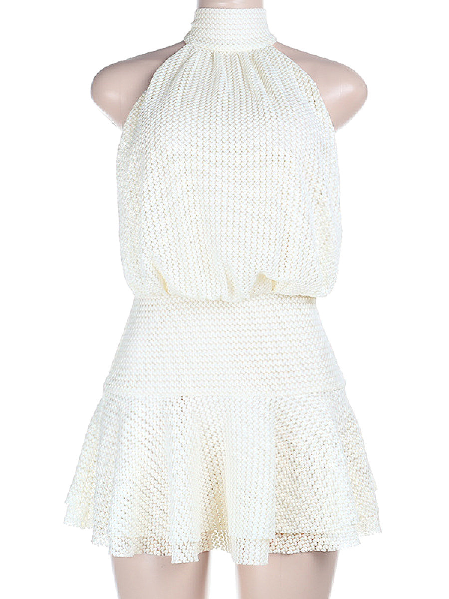 Chic Halter Neck Mini Dress for Summer Vacation