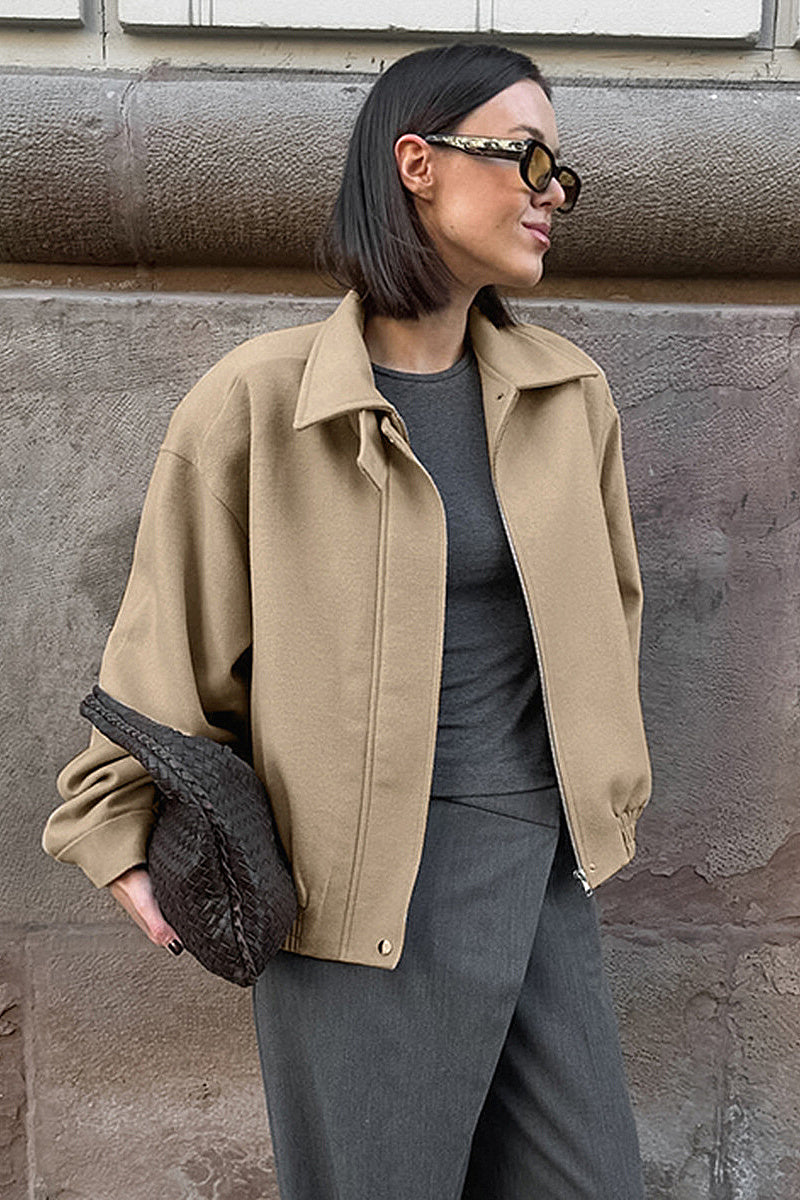 Thick Woolen Coat for Women in Khaki