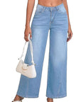 Fashionable Loose Stitching Wide Leg Jeans
