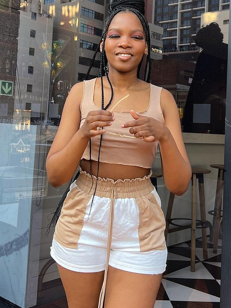 Color Block Casual Shorts for Women