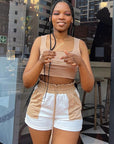 Color Block Casual Shorts for Women