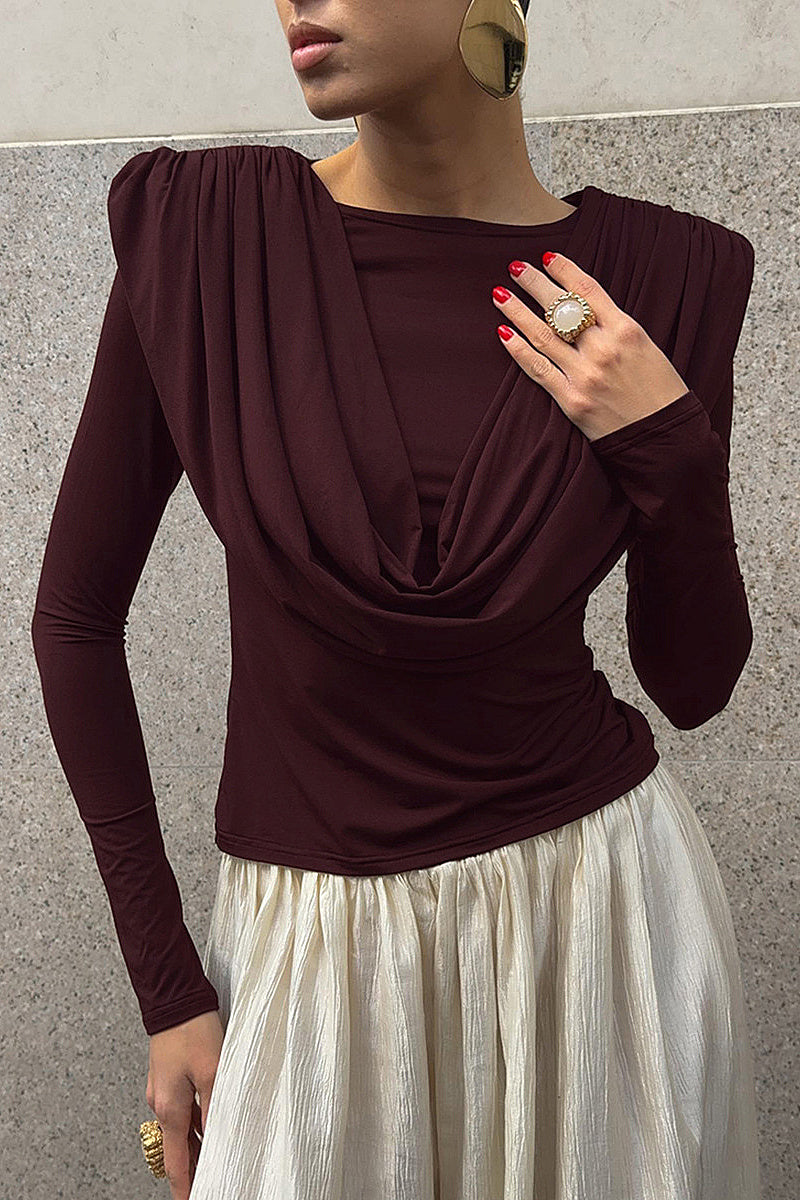 Elegant Pleated Long Sleeve Top for Women